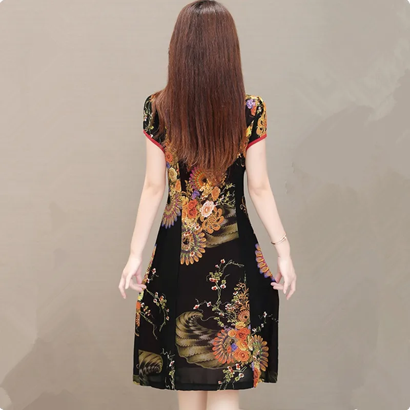 UHYTGF модные шифоновые летние платья для женщин женское тонкое элегантное платье с