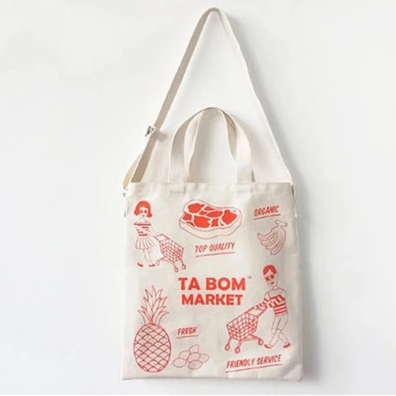 Новая Милая Портативная сумка тканевая через плечо Экологичные сумки для