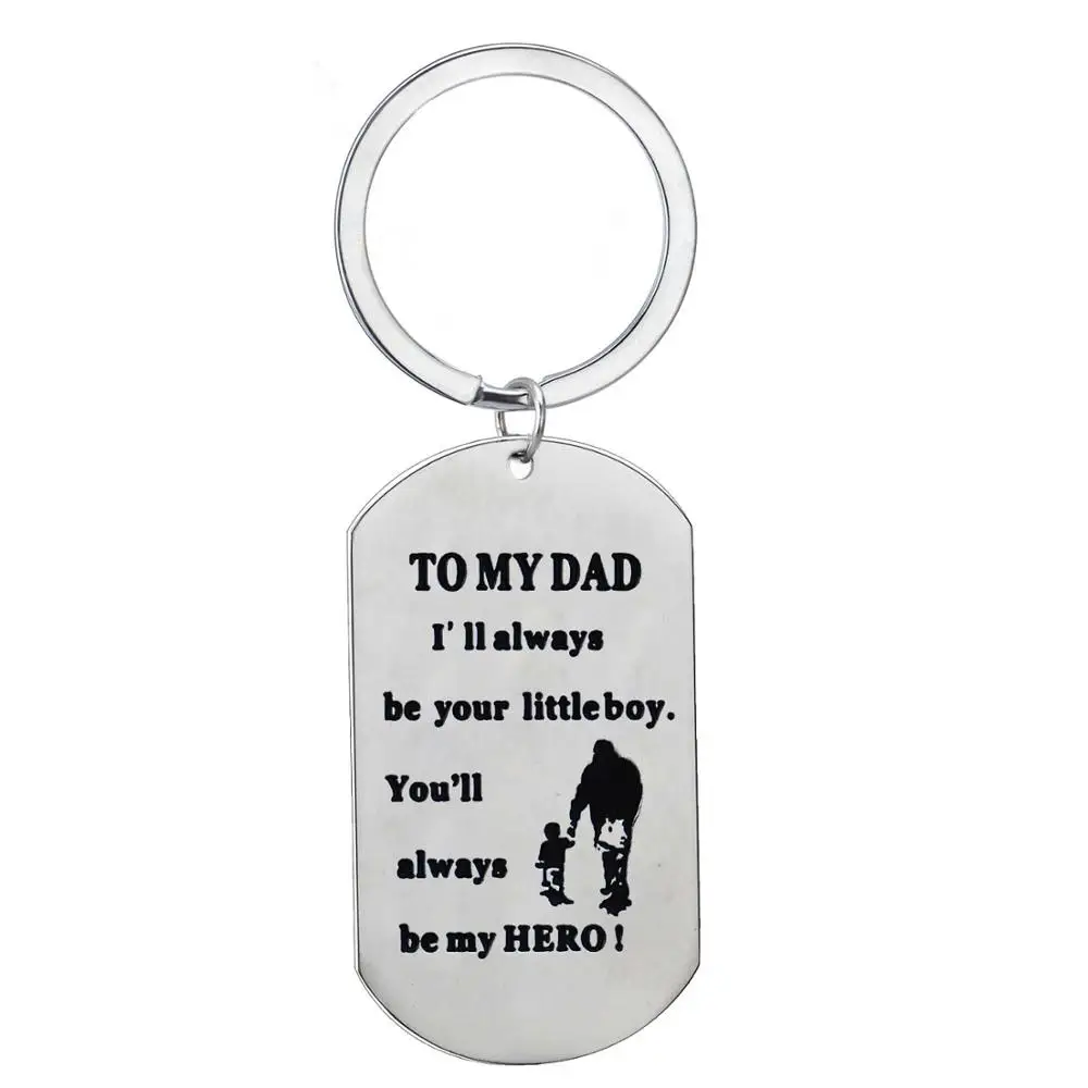 

12PC To My Dad Stainless Steel Dog Tag Charm Pendant Keychains Dad Keyrings Dad Daddy Papa Father's Day Gifts Birthday Gifts Hot