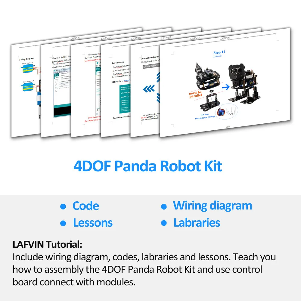 Набор роботов LAFVIN DIY 4 DOF Panda программируемый танцевальный робот для Arduino нано