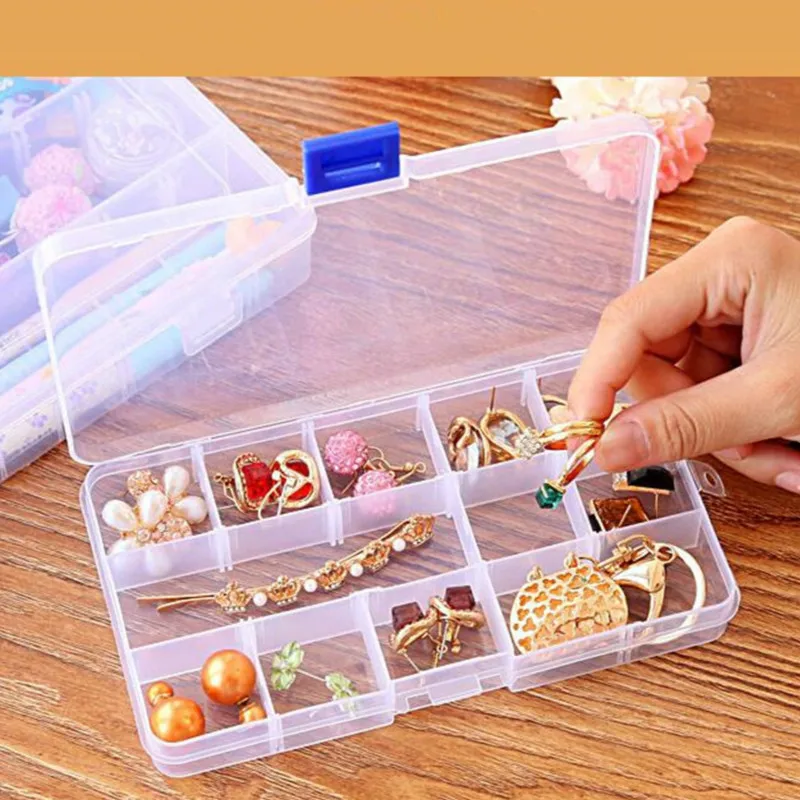 10/24 сетчатая прозрачная регулируемая пластиковая шкатулка для сережек и
