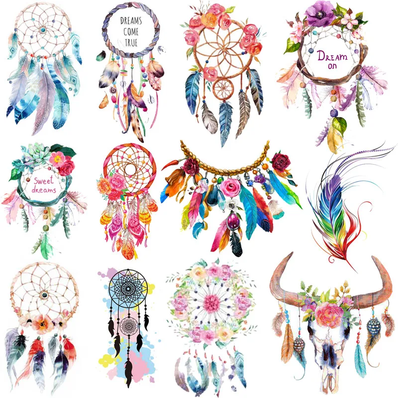 

Cartoon Dream Catcher Patches Iron On Transfer Stickers Heat Transfers Patch For Clothing T-shirt Washable DIY Fabric Appliques