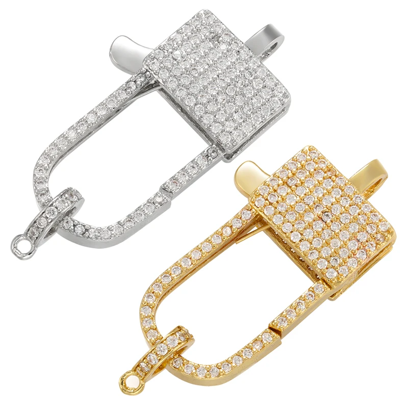 

ZHUKOU Gold/Silver Color Lobster Clasps Accessories CZ crystal hooks for Needlework Beads Pearls Jewelry Making findings VK120