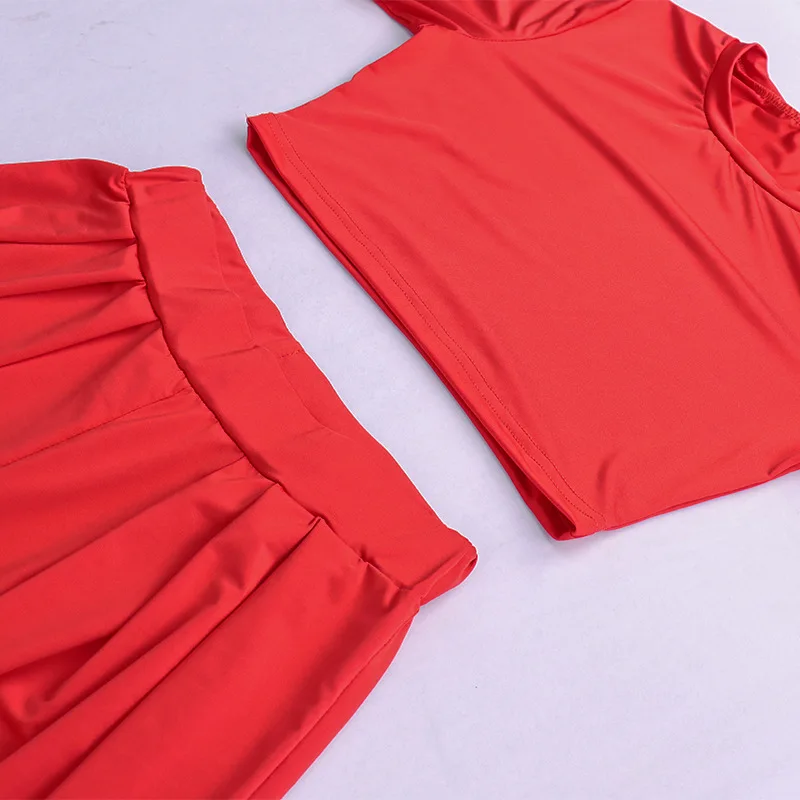 Fuedage однотонный Красный Элегантный комплект из двух предметов женский тонкий