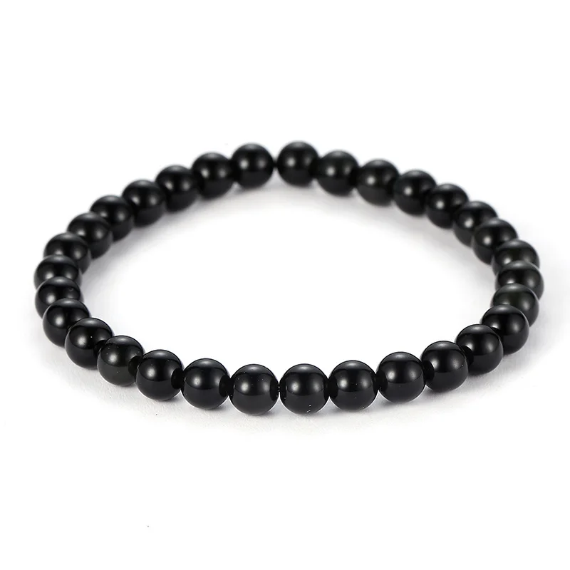 6mm 8mm 10mm 12mm Classic Black Obsidian Bead Bracelet Bangle Men Simple Elastic String Buddha beads Jewelry 2019 Fashion | Украшения и