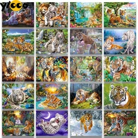 full square drill 5d diamond painting cross stitch embroidery tiger family forest rhinestone mosaic home decor gift tc23