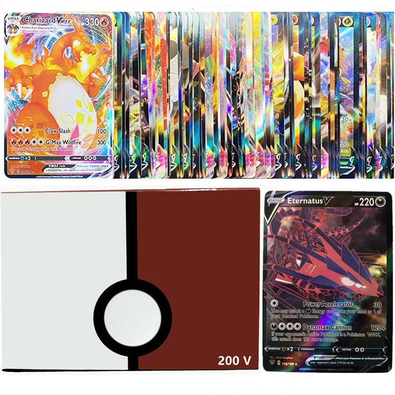 

200Pcs French Pokemon Card Vmax Shining Game Battle Carte Charizard Rainbow GX TAG TEAM EX MEGA English Version Cards Kids Toys