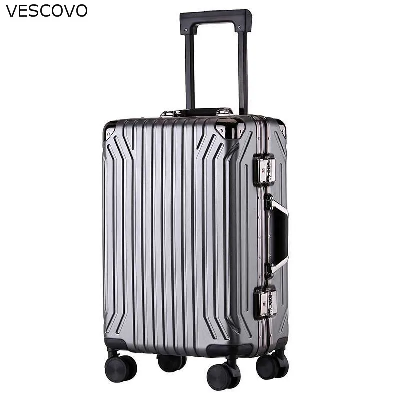 Новый сверхлегкий чемодан VESCOVO 100% Дорожный с алюминиевой рамой на колесиках 20
