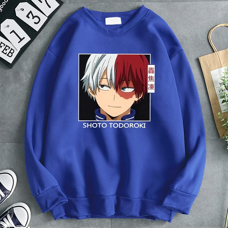 

Толстовки с надписью My Hero академия, мужские свитшоты с рисунком, японское аниме Harajuku, уличная одежда с круглым вырезом и капюшоном, винтажна...