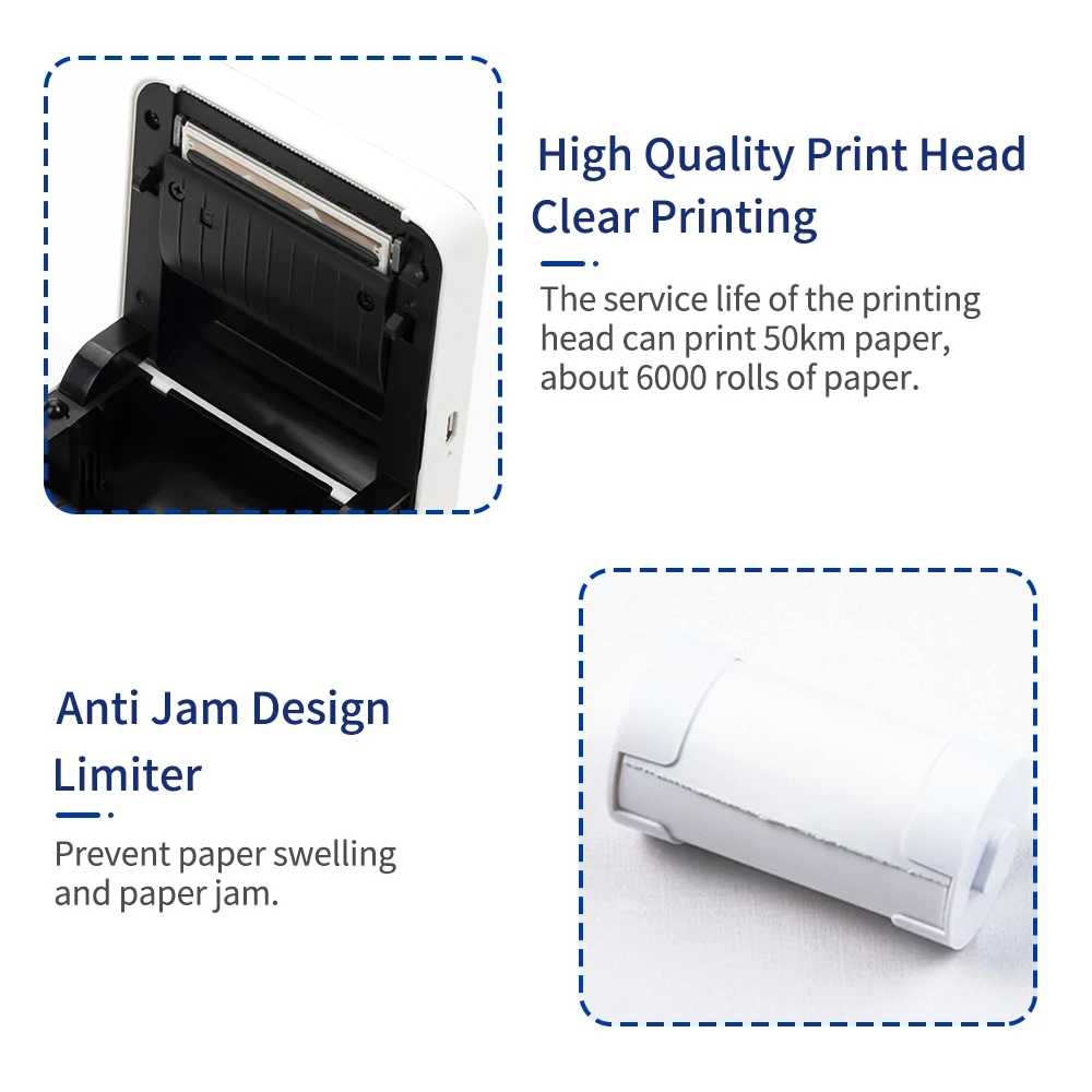 Portable Thermal Printer BT Wireless Pocket 300dpi Support 15-53mm Paper Width Multiple Langulage Print Use with APP | Компьютеры и