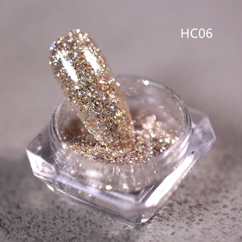 HC06 1 коробка блестящие Платиновые Блестки для ногтей Лазерная Фольга для маникюра смешанные Блестки для ногтей блестки пудра для ногтей Советы украшения - Цвет: HC06