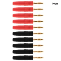 10pcs 2mm wire cord solder type male banana plug jack connector musical speaker cable pin adapter gold plated