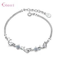 fashion trendy 925 sterling silver animal dolphin cubic zirconia bracelets for women girl crystal charm bangle fine jewelry