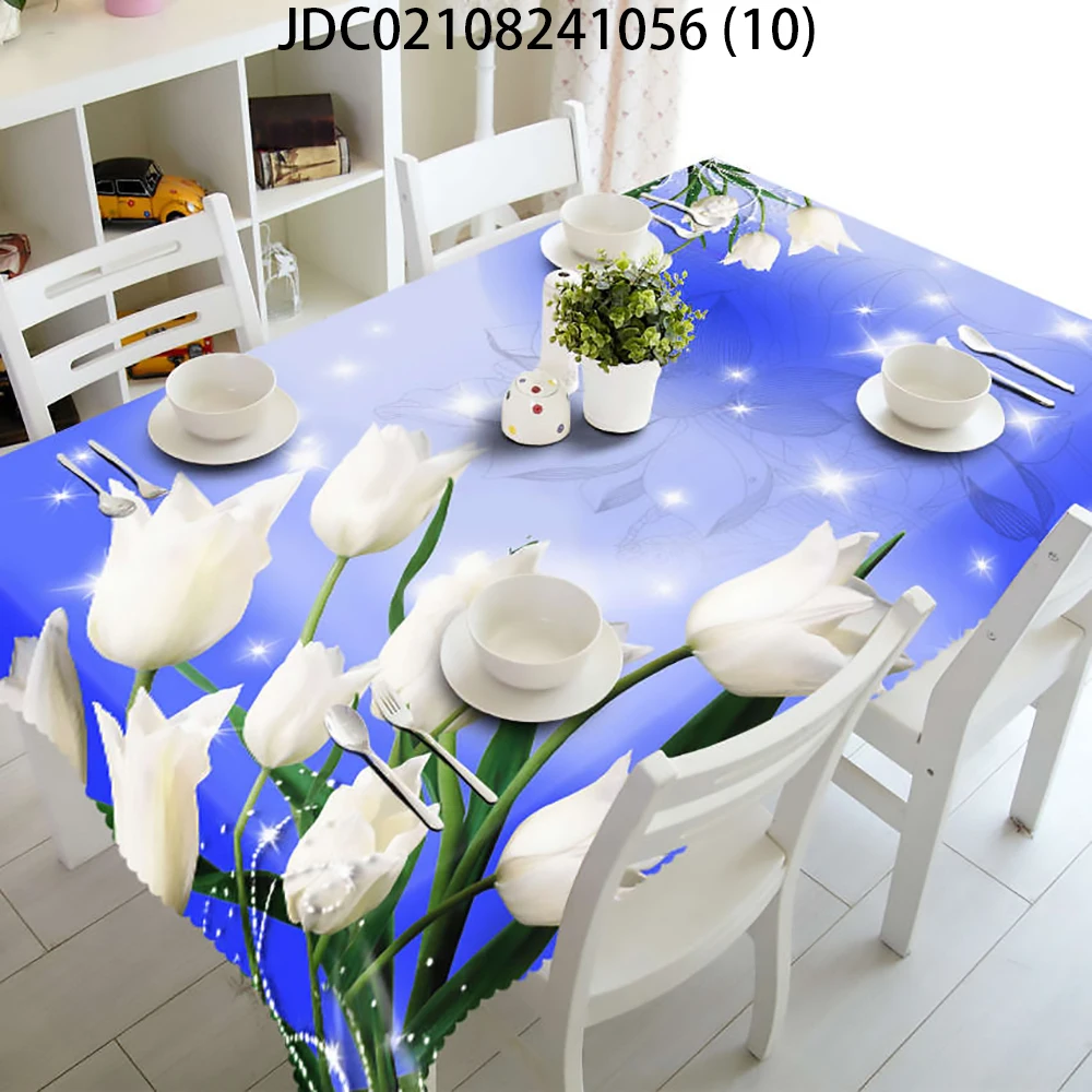 

Modern Landscape Flower Lines P Stripe Tablecloth Spandex Party Impermeable Tablecloth Washable Elegant Christmas Tree Hotel S