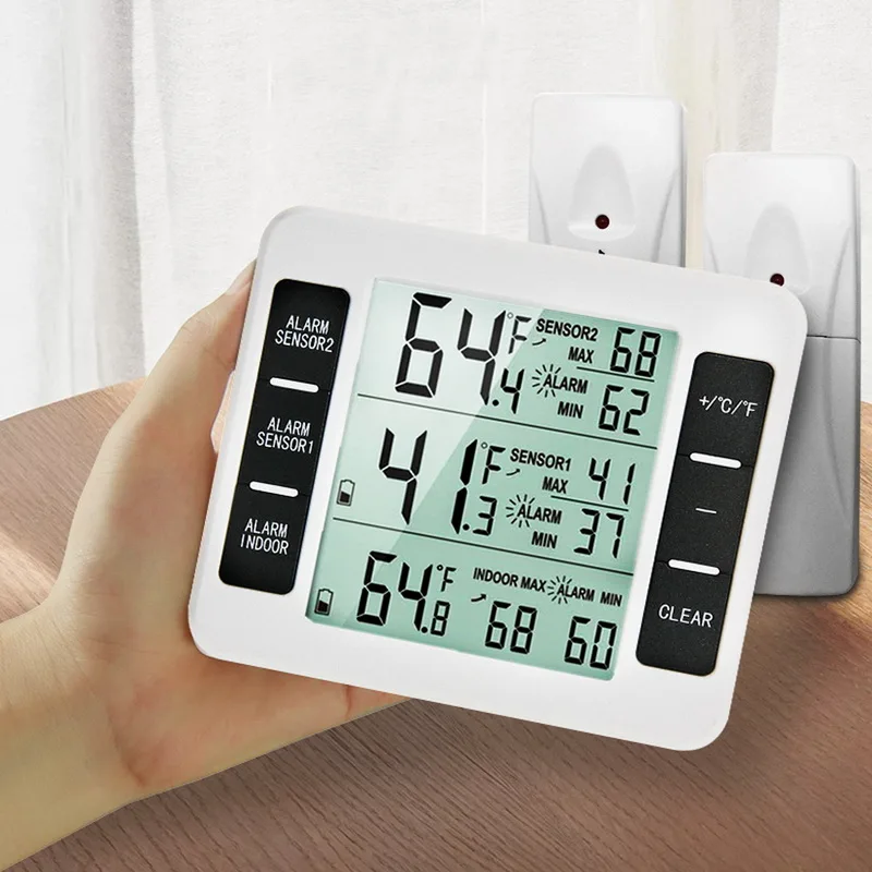 Комнатный наружный термометр с 2 беспроводными температурными датчиками и