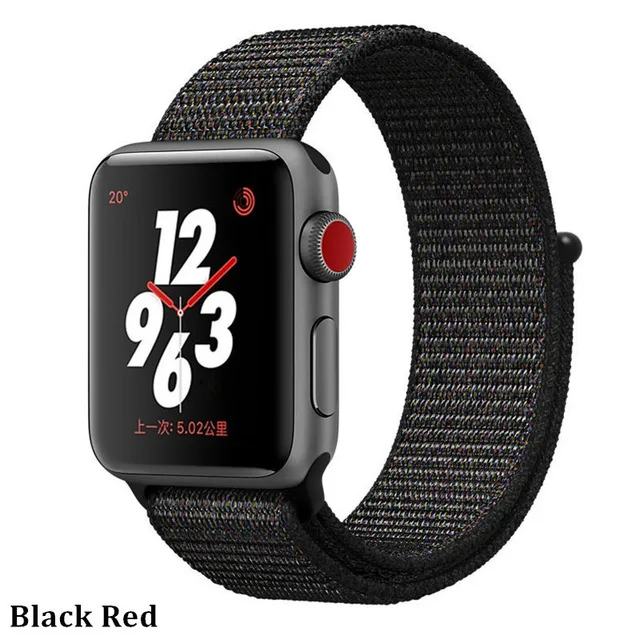 Последняя нейлоновый ремешок für apple watch группа 4 44 мм/40 мм, correa apple watch 3 42 мм/38 мм iwatch серии 4/3/2 bunte stecker чехол для телефона на руку - Цвет ремешка: black red