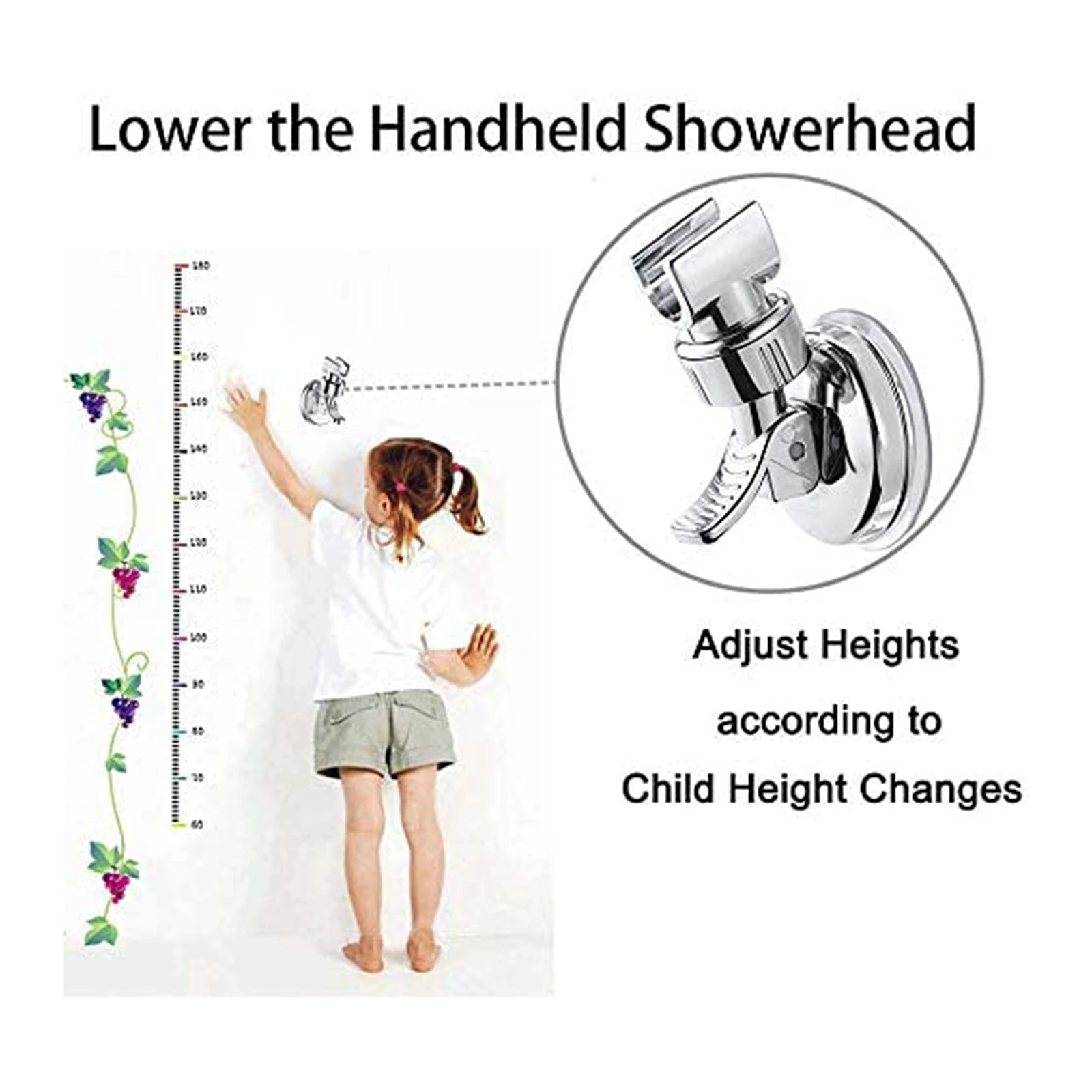 

Shower Head Holder Suction Cup Showerhead Support Punch-free Height Shower Bracket Adjustable Wall Mounted Holders