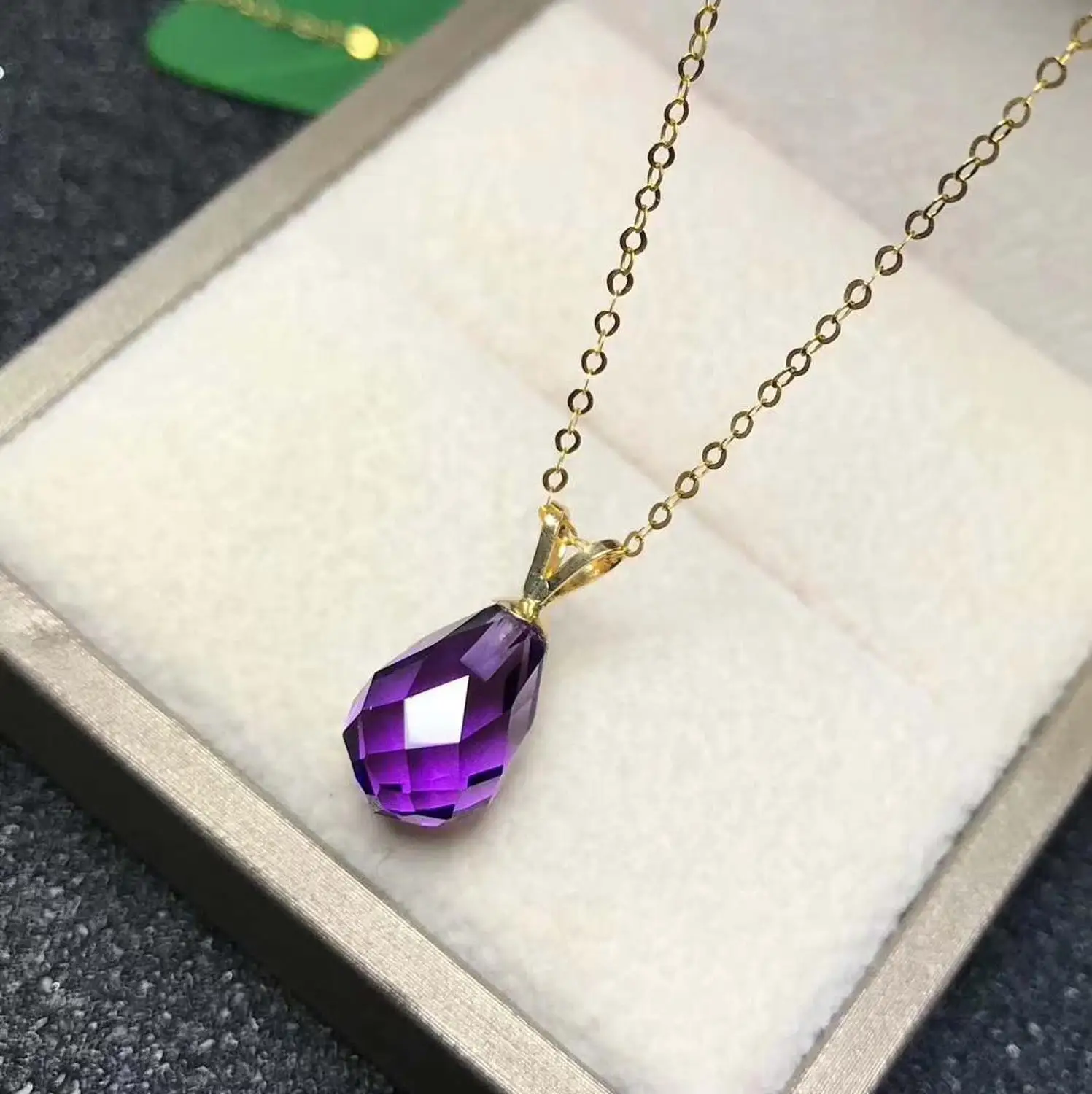 Любовь сердце подвеска с аметистом на натуральный настоящий Аметист ожерелье