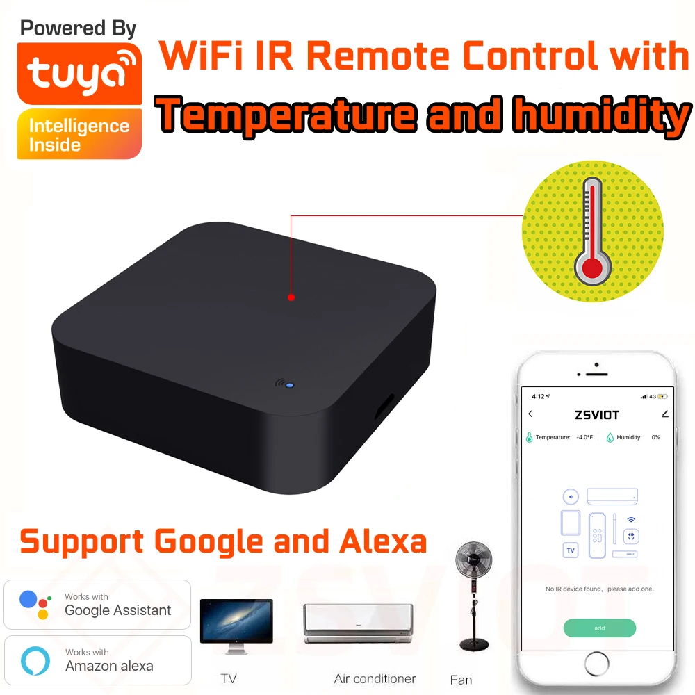 Смарт-пульт дистанционного управления Tuya Wi-Fi с функцией измерения температуры и