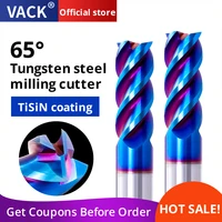 vack hrc65 milling cutter carbide 4 flutes end mill for stainless steel cnc router bits tungsten steel cutting tools 6x50l 8x60l