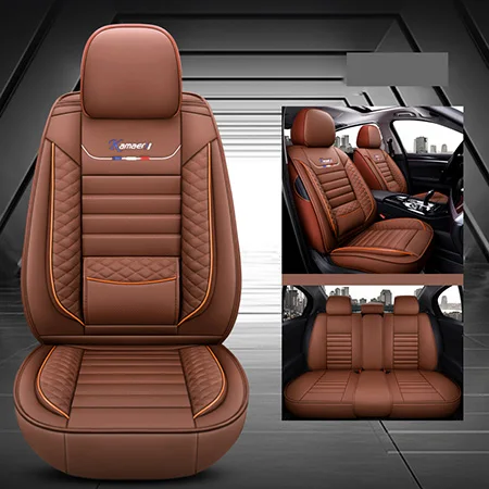 Coffee no pillow Кожаные чехлы для автомобильных сидений 5 мест для Toyota Corolla Verso 2006 cruiser 200 estima fj cruiser fortuner hilux lc 200 mark 2 - Название цвета: Coffee no pillow