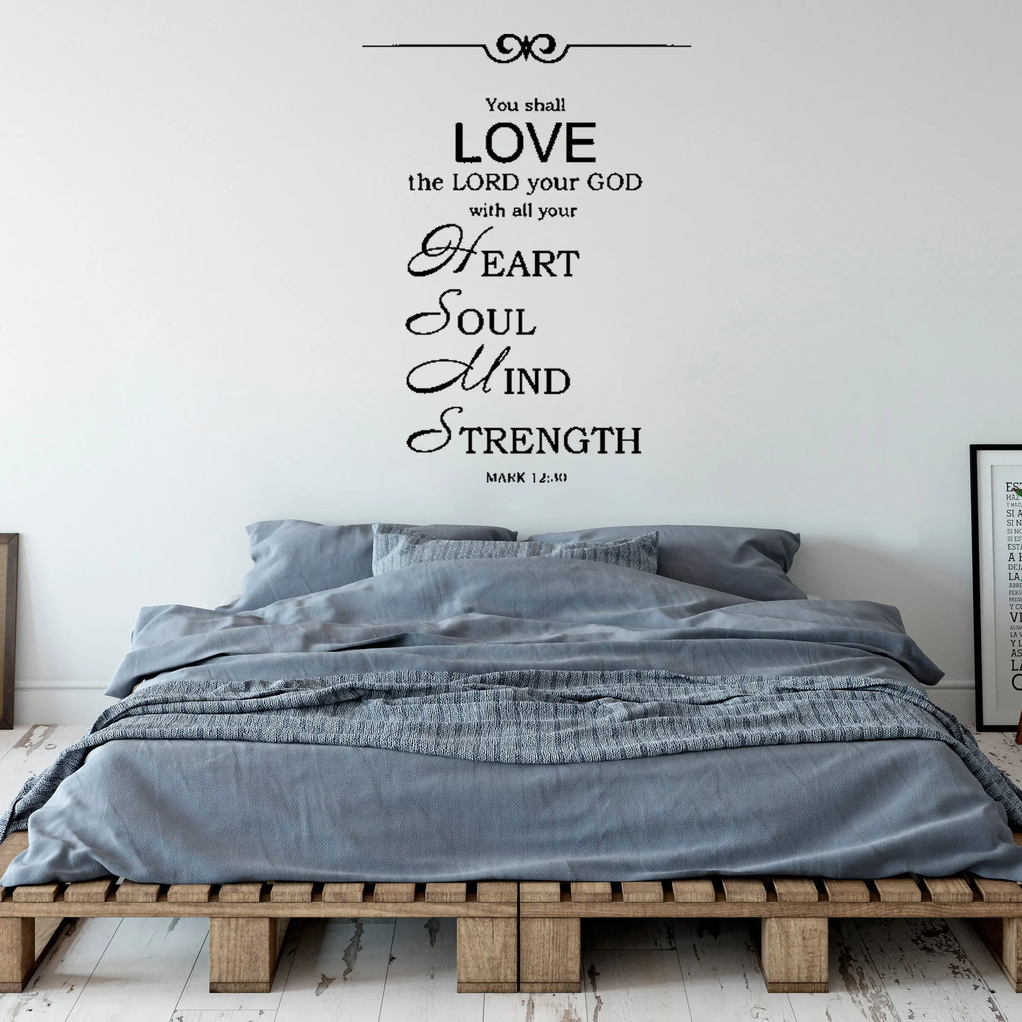 

Bible Sticker Mark 12:30 Love the Lord Your God With All Your Heart Wall Decal Wall Mordern Home Decor Removable DW12507