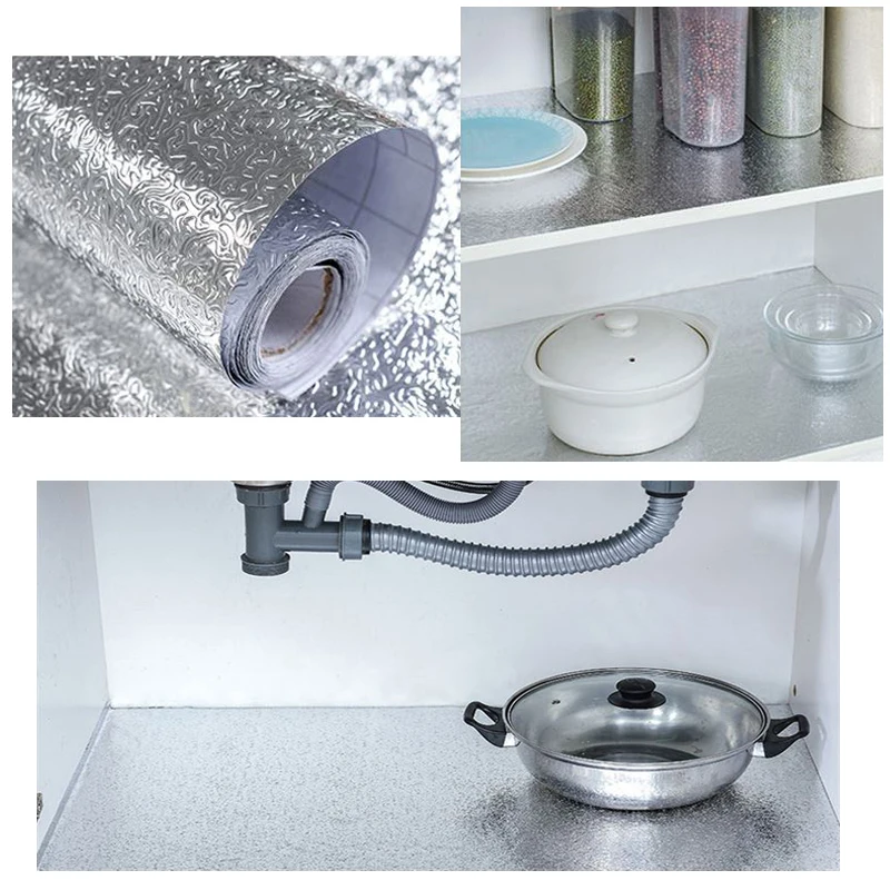 60x500 см Кухня маслонепроницаемый Водонепроницаемый наклейки алюминиевая фольга