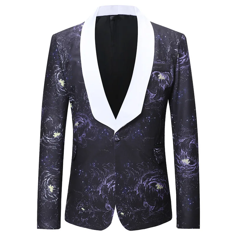 

PYJTRL new men's suit creative printed casual fashion coat