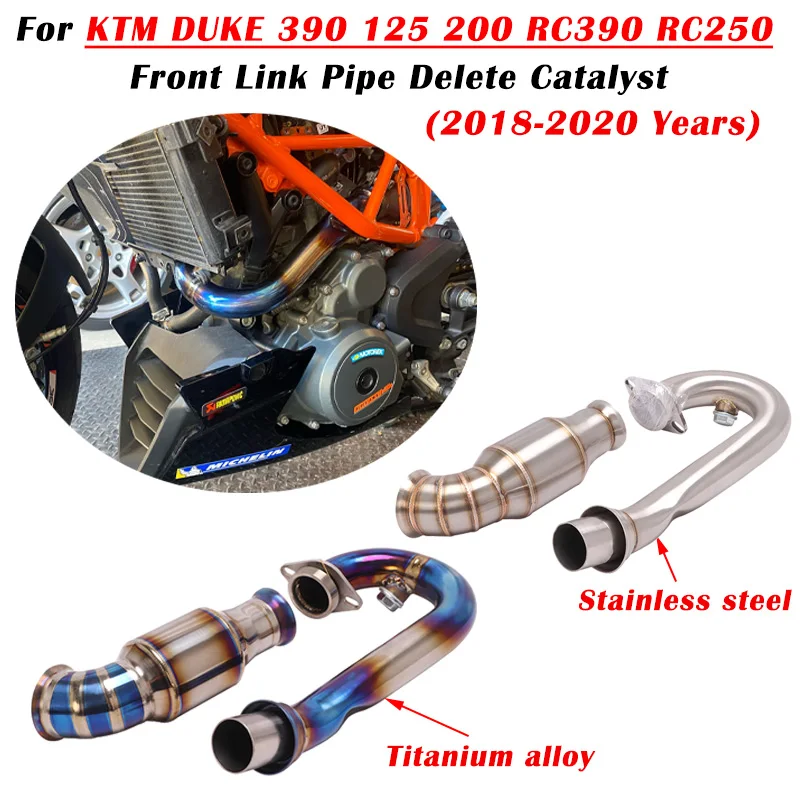 Slip On For KTM DUKE 390 125 200 RC390 RC250 18 19 20 Motorcycle Exhaust Escape Modify Front Link Pipe Titanium Delete Catalyst