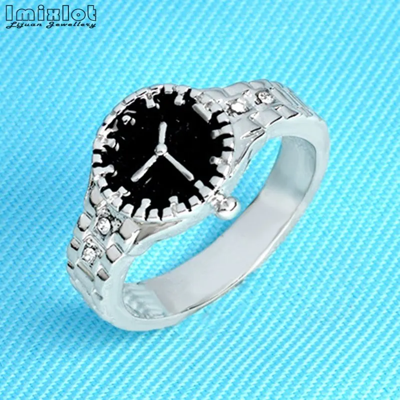 Новое поступление Модные Эмаль часы кольца для Для мужчин с серебряным покрытием