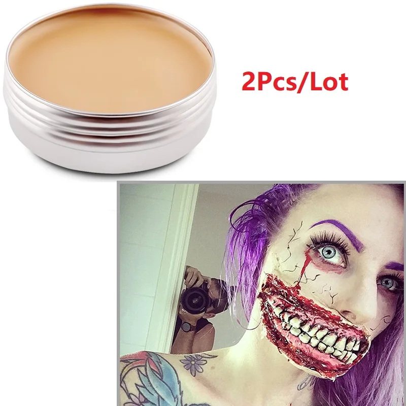 2Pcs Halloween Fake Wounds Scars Wax Blood Bruises Faux Pumpkin Body Facial Cosplay Human Vampire Ultra-realistic Painting | Красота и