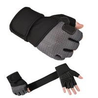 men fitness heavyweight training gloves bodybuilding half finger gloves non slip palm extended long wrist warp weightlifting