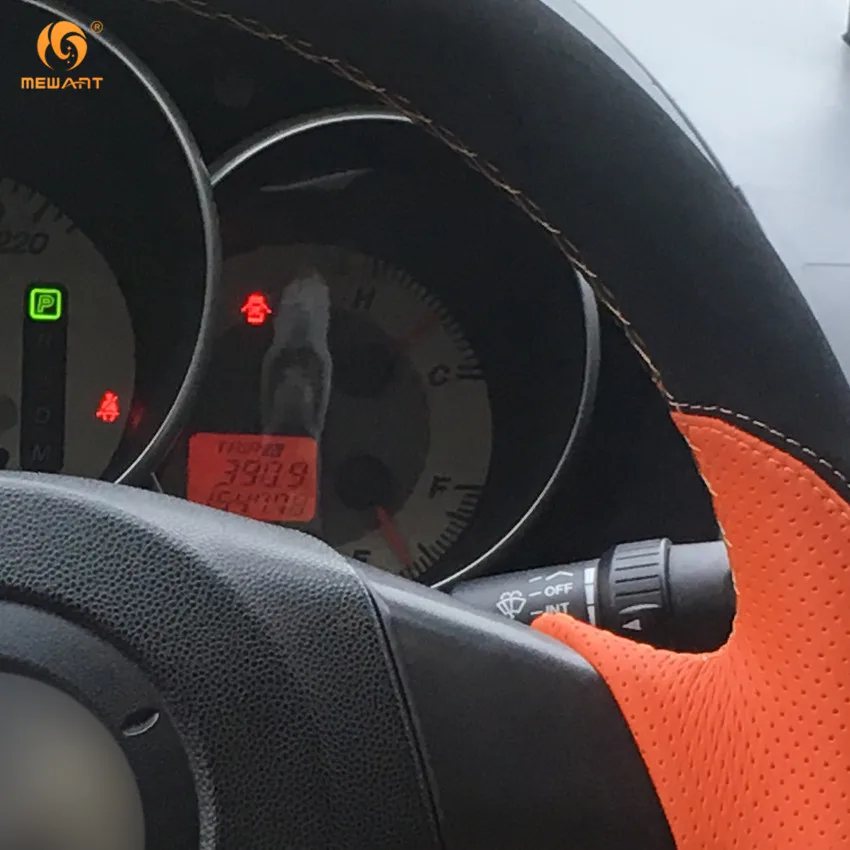 Черный замшевый оранжевый кожаный чехол рулевого колеса автомобиля для 2004 2009 Mazda