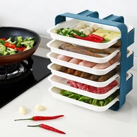 organizer food storage box household tray set vegetable meat fish storage wall mounted drawer free punch 6 layers