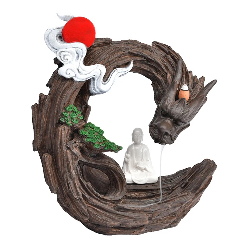 

Resin Backflow Incense Burner Creative Home Decor Dragon Incense Holder Censer Incense Sticks Holder
