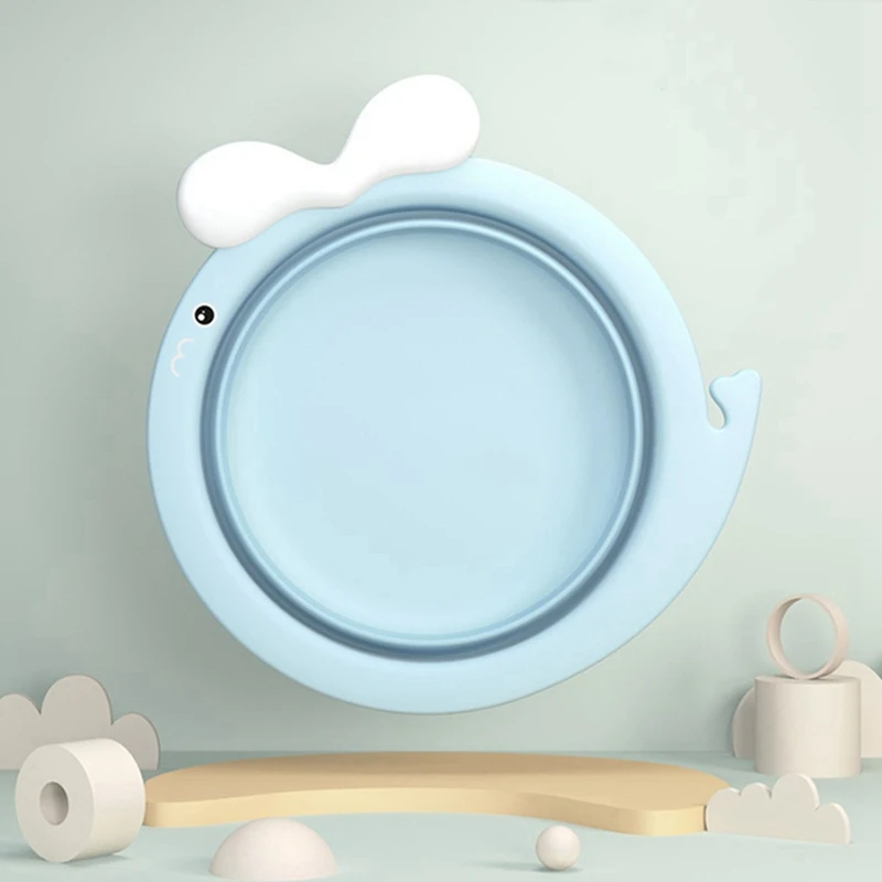 

2 Pcs Foldable Baby Bath Tub Baby Basin Eco-Friendly Children Newborn Thicken Wash Face Foot Basin Pink & Blue