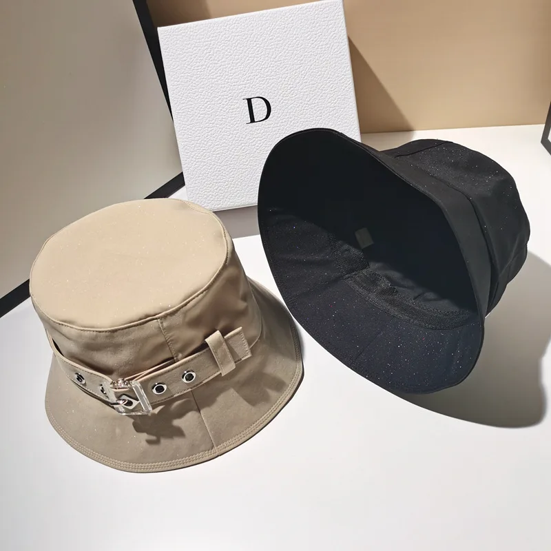 Fibonacci Fashion Bucket Hats For Women Spring Summer Sun Hat  Korean Version Shiny Casual Hat Tide Brand Basin Cap Black Beige