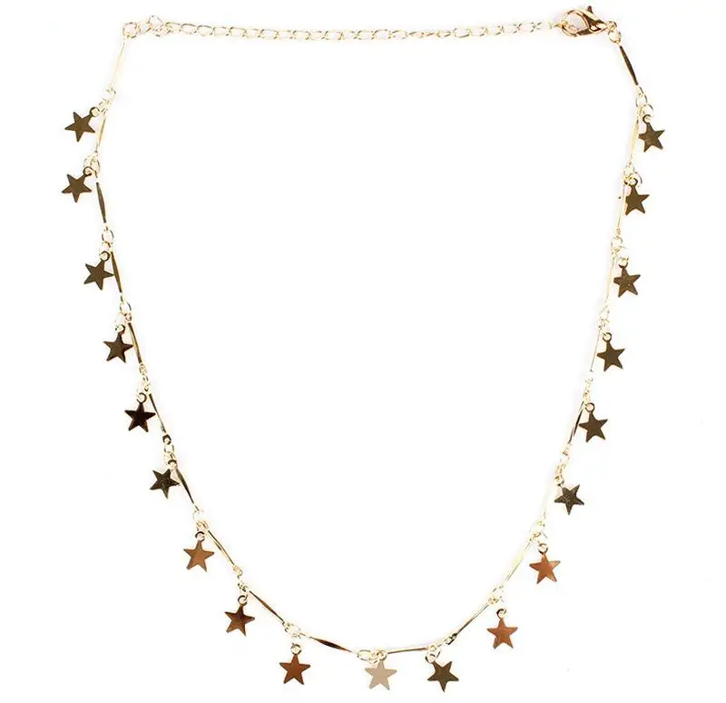 Модное ювелирное женское золотое серебряное ожерелье со звездами Кулон на шею