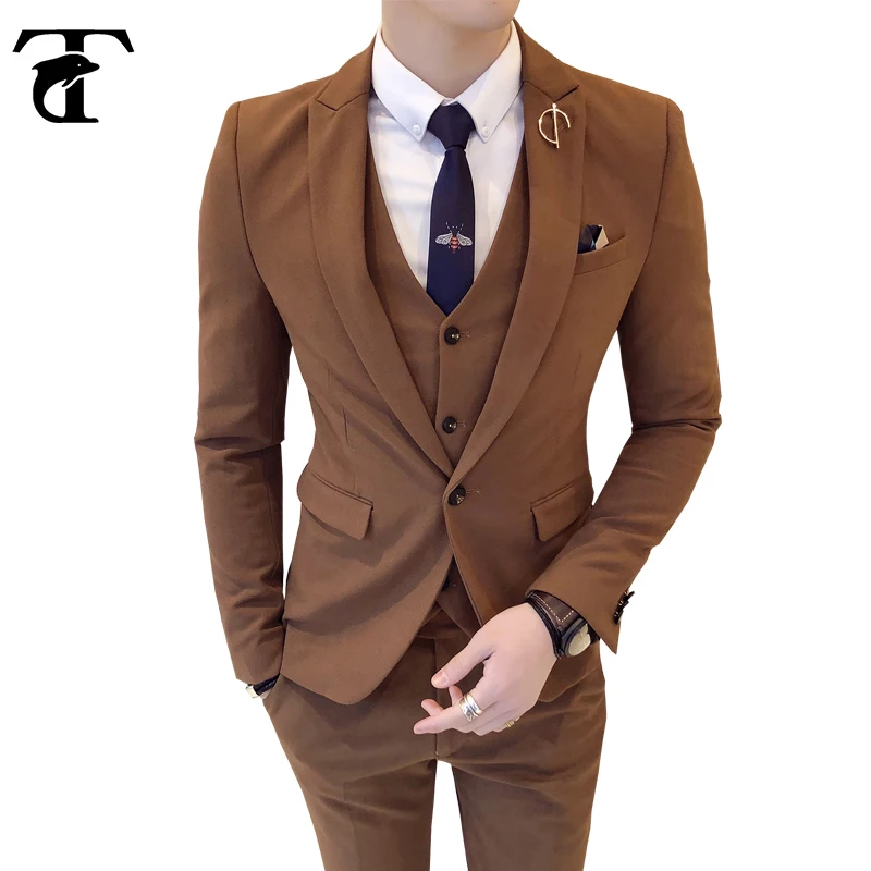 Костюм мужской из трех предметов классический приталенный Блейзер и брюки жилет