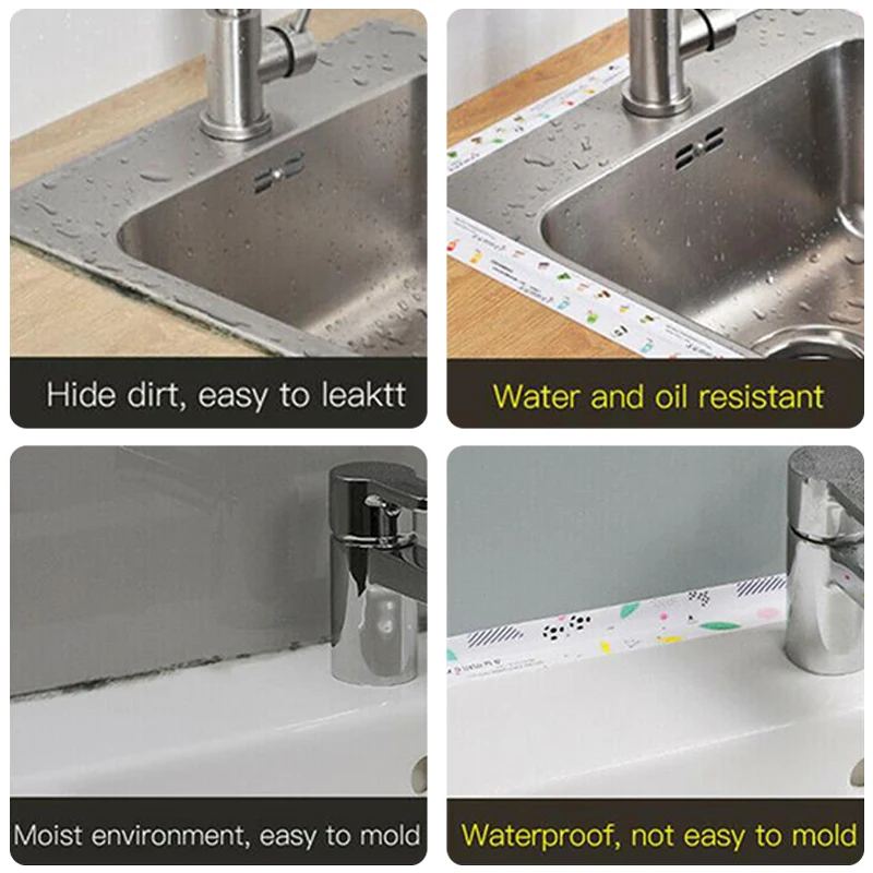 

3M Transparent Anti-oil No Trace Mildew Proof Waterproof Tape Kitchen Sink Stove Edge Toilet Gap Self-adhesive Seam Sticker