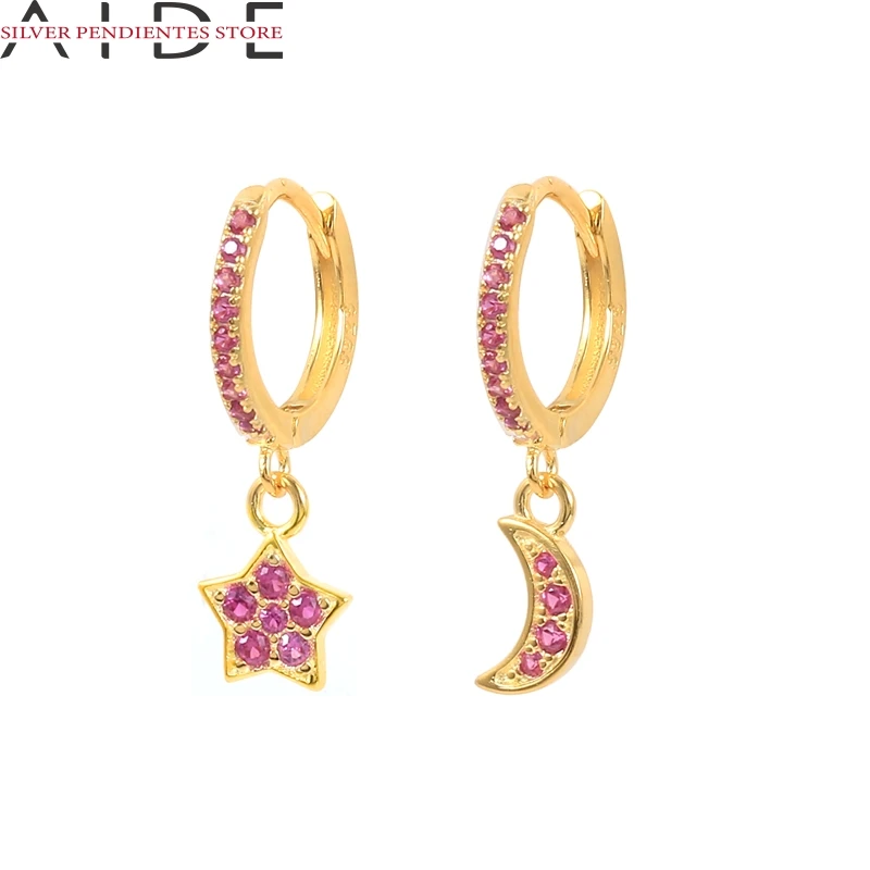 

AIDE 1PCS Small 925 Sterling Silver Earrings Women Rose Red Zircon Butterfly Stud Earrings For Women Jewelry Bijoux Femme