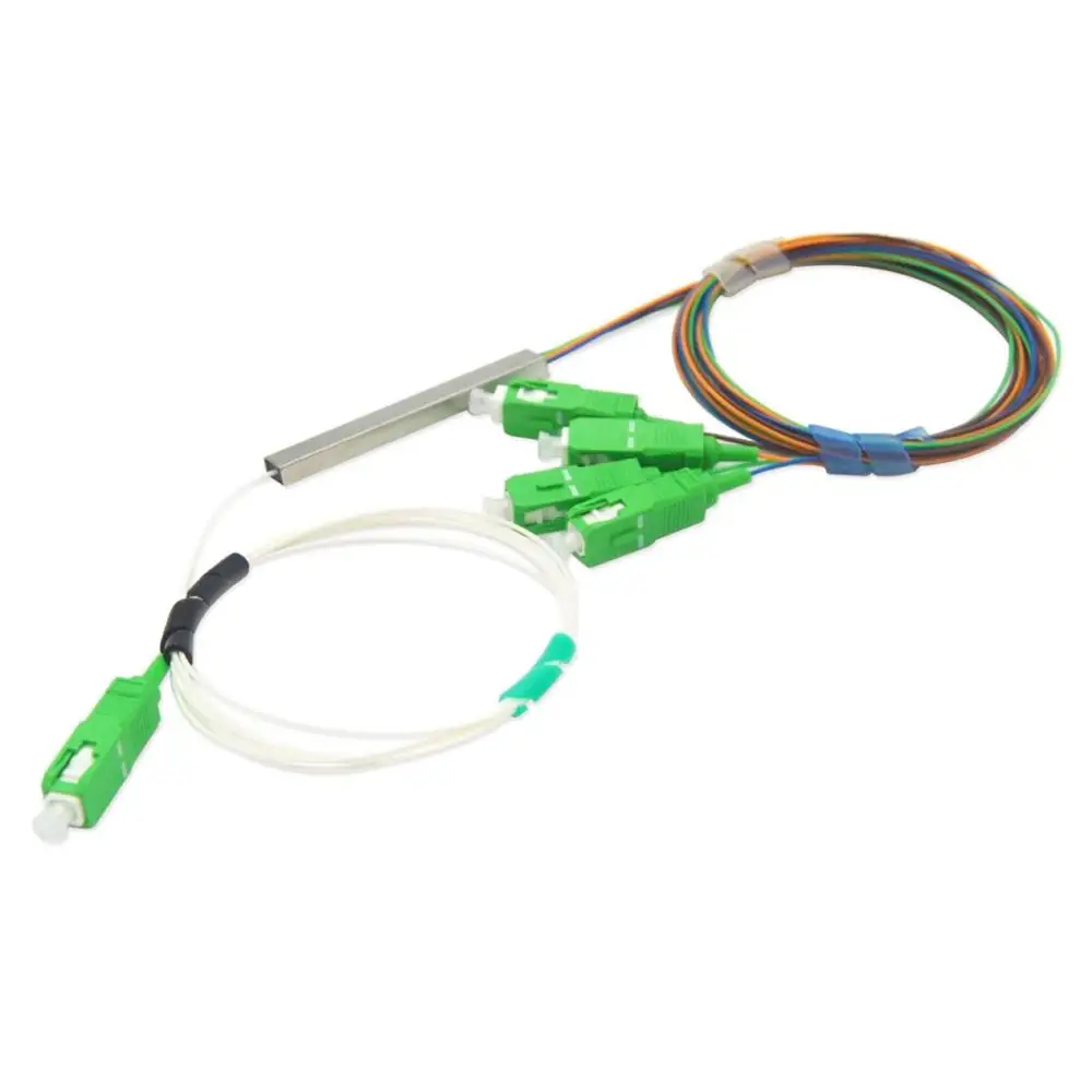 

5PCS/Lot Fiber Optical PLC Splitter SC 1 : 4 Mini steel tube type 1x4 0.9mm Fiber Opitc Splitter SC/APC Connector Free Shipping