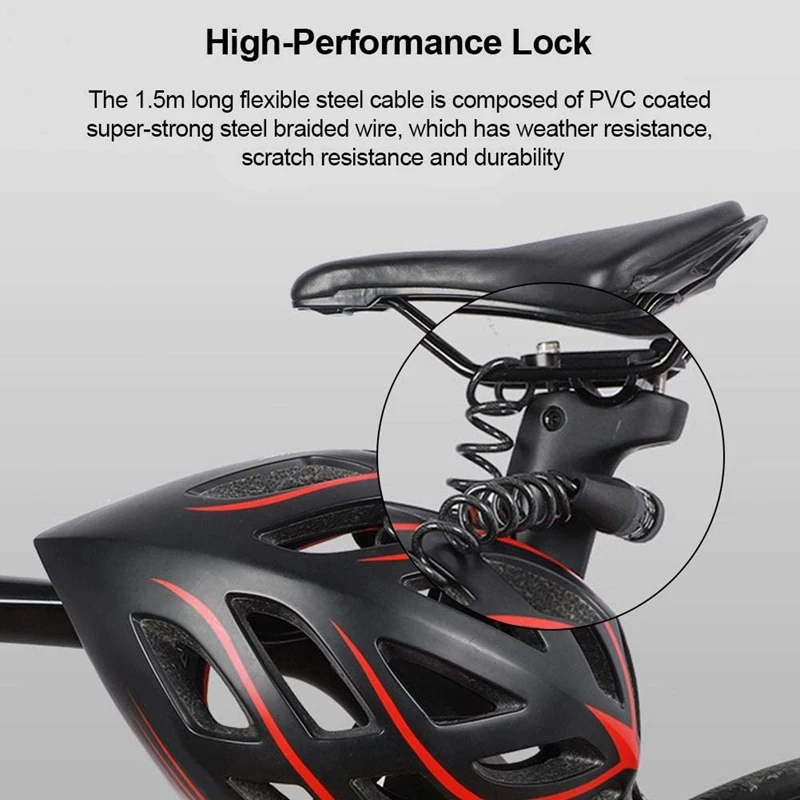 

Motorcycle Helmet Lock, Bicycle Anti-Theft Helmet Password Lock, Mountain Bike Portable Cable Lock, with Cable