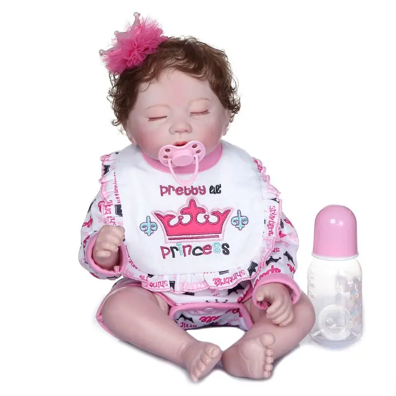

48cm Realistic Doll Toddler Babies Sleeping Curly Hair Girl Play Toy Christmas