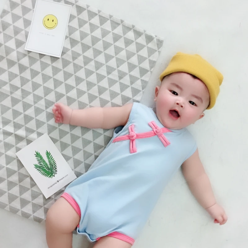 2019 Cheongsam Стильные Детские ромперы без рукавов хлопковый комбинезон для девочек