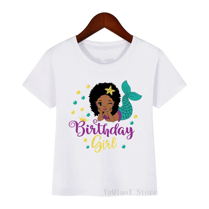 

Lovely Black Melanin Princess Birthday Girl T-Shirt Summer Cute Kids Gift Tshirt Summer White Graphic T Shirts Short Sleeve Top