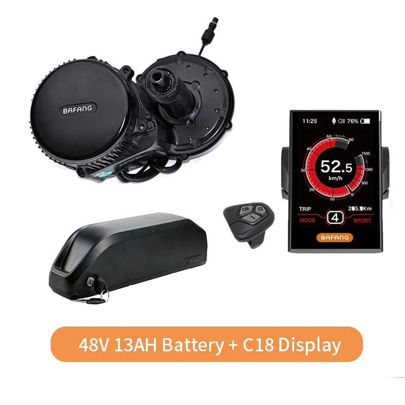 48V13AH and C18 Bafang Mid приводной двигатель BBS02B 48V 750W Electriac Электрический велосипед Conversion Kit с Батарея 48 v/52 в 13AH/16AH/17.5AH литий-ионный аккумулятор, фара для электровелосипеда в Батарея - Цвет: 48V13AH and C18