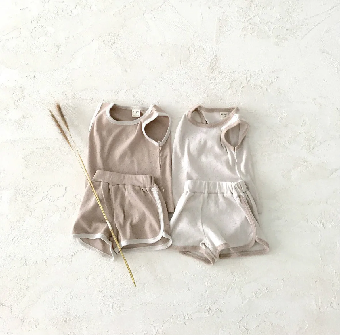 

8179 Baby Clothing Set Boys Color Contrast Suit Summer New 2021 Sleeveless Baby Girls 2 Pieces Suit Vest+Short Kids Outfits