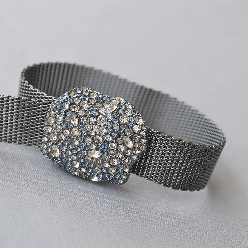 

European and American luxury full drill gun black length adjustable atmospheric tassel flash drill bracelet