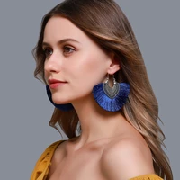 new fashion creative ear stud exaggerated vintage fan shaped tassel earrings ear pendant bohemian earrings